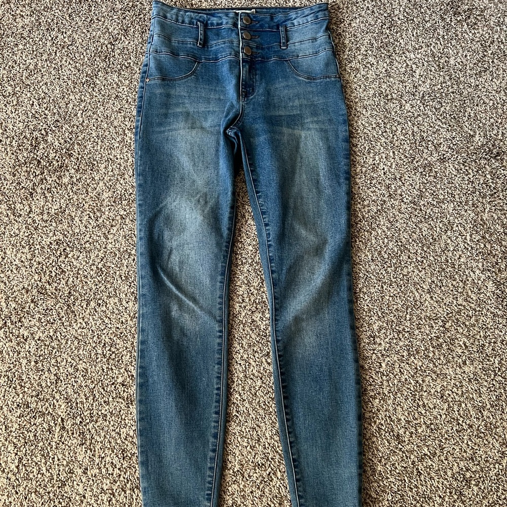Refuge high waist skinny jeans in light blue